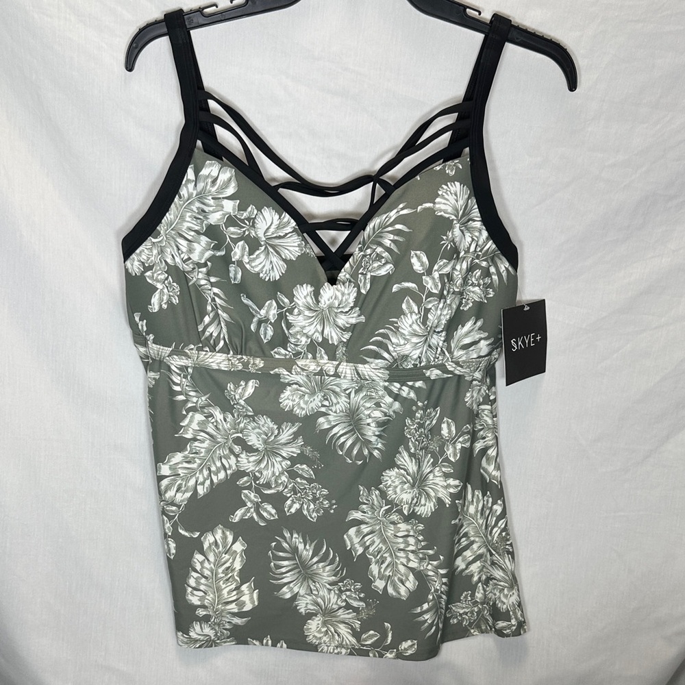 Skye Swimwear Tropical Print Bikini Top - Green and Black
